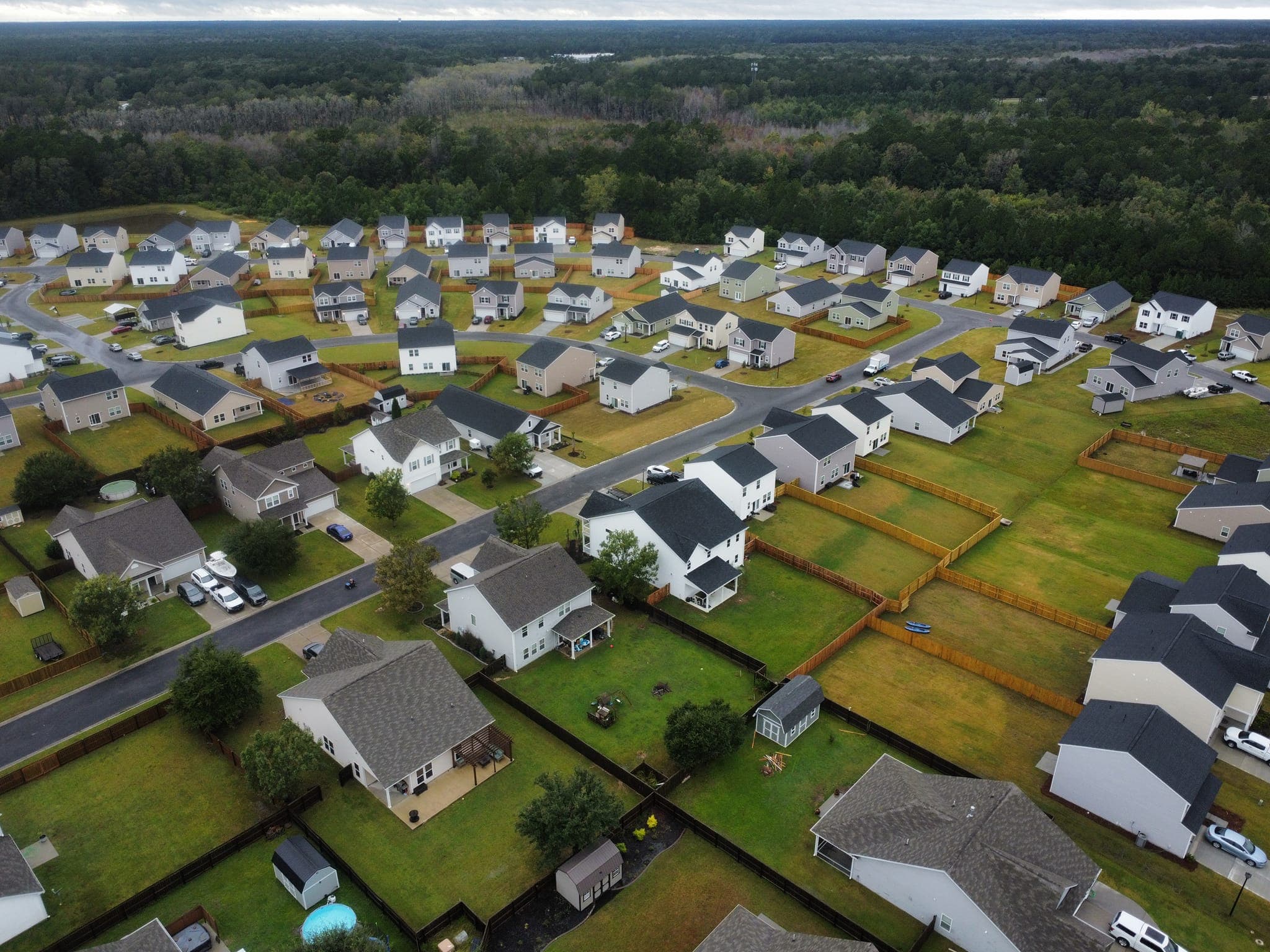 Aerial view of Strawberry Station from the south