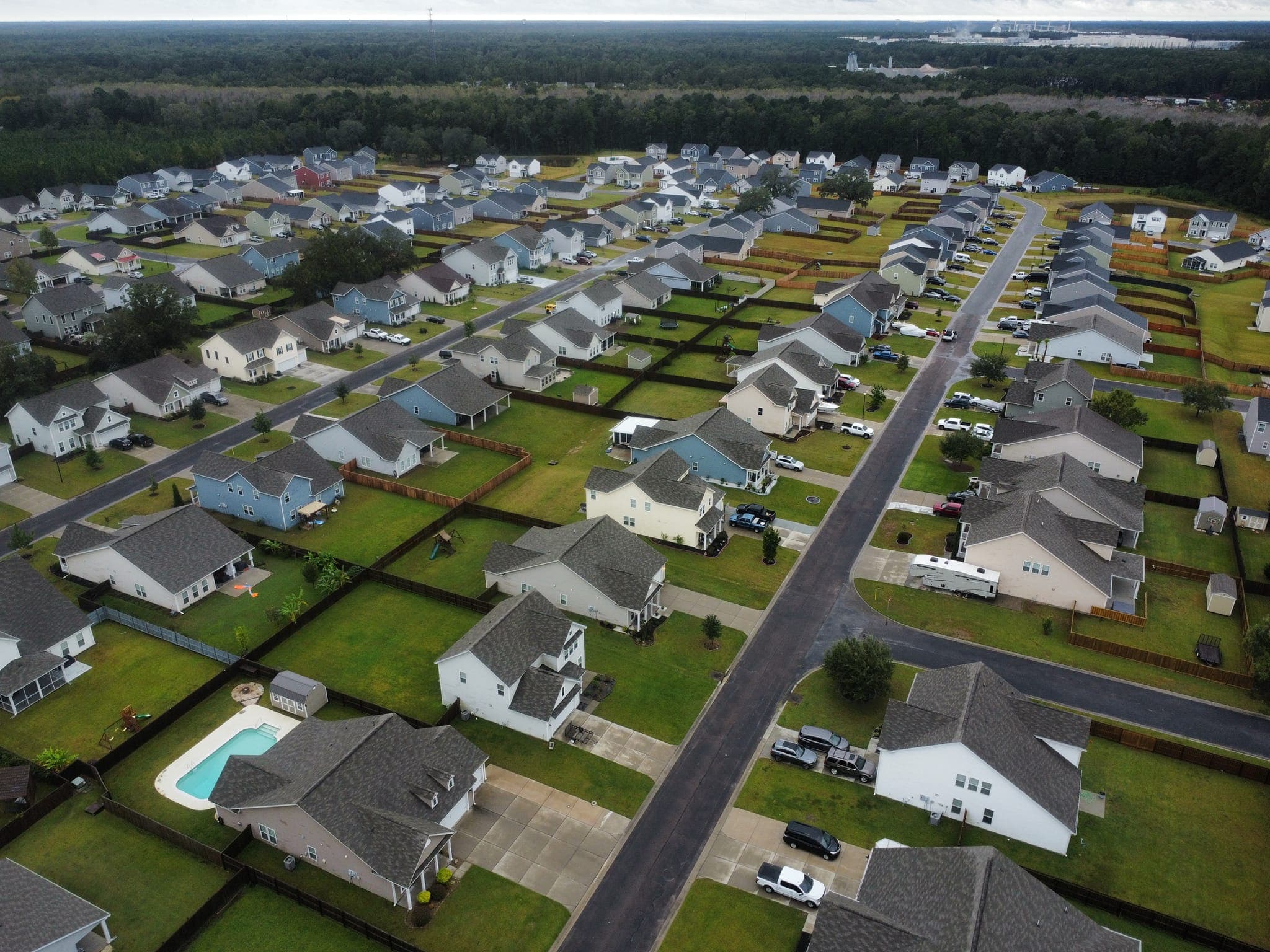 Aerial view of Strawberry Station neighborhood